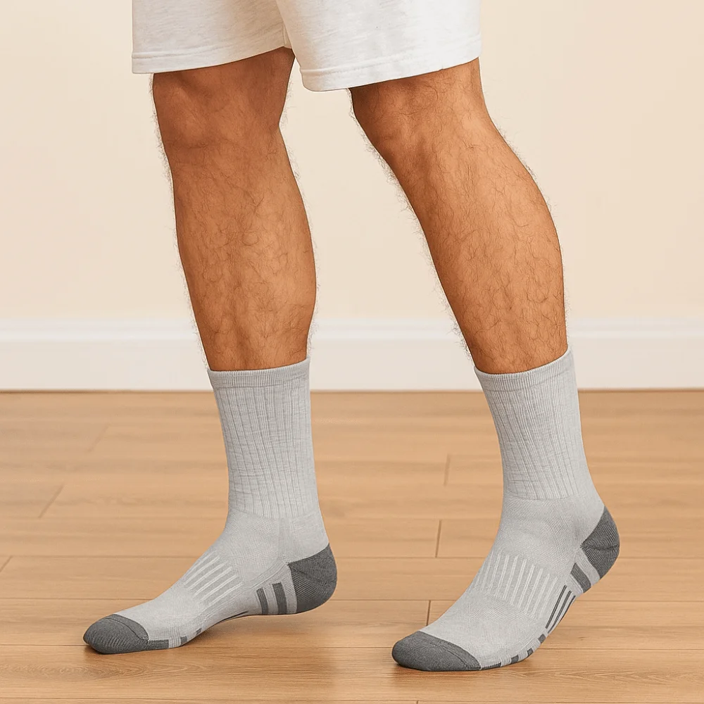 

6 Pairs Breathable Men's Outdoor Socks Ground-Gripping Performance Cushioned Crew Socks Comfortable Soft Sport Running Socks