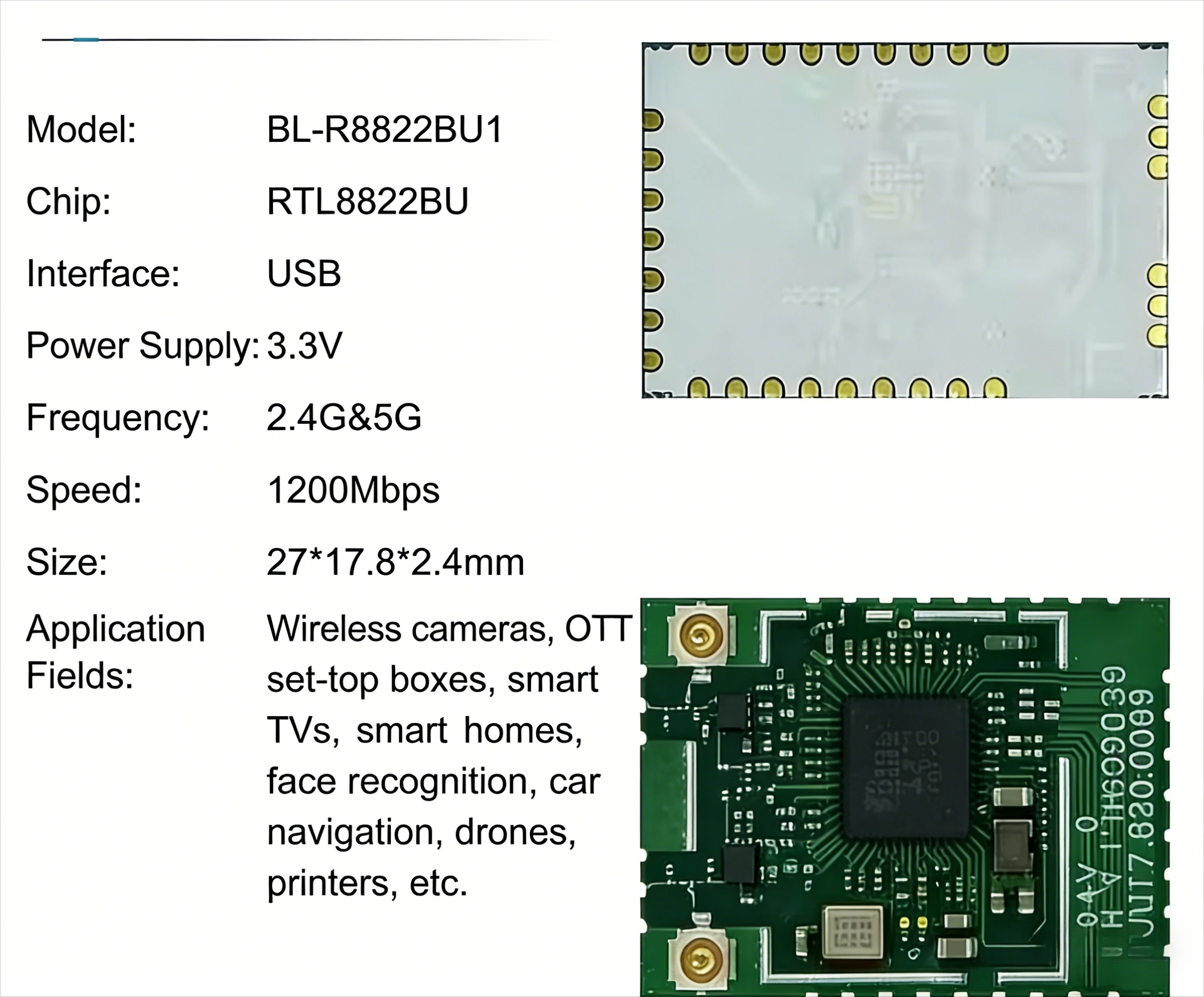 RTL8822BU For Realtek Chip USB WiFi Bluetooth Module Dual Band 5G 11ac Wireless Adapter For HDMI Video Transmission