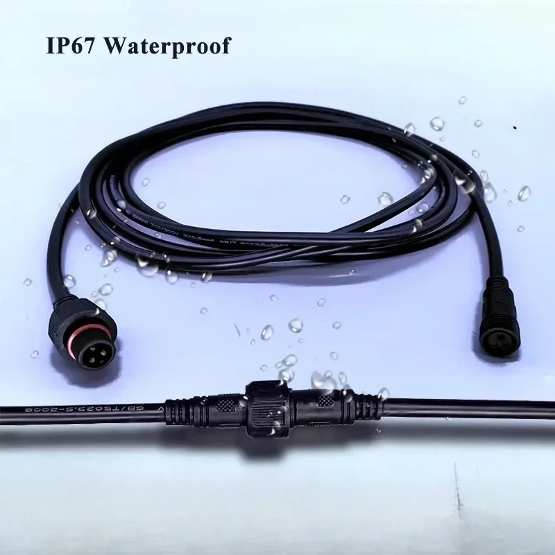 IP67 2 3 4 5 6 7 8 Pin Power Connector Wire Outdoor Waterproof LED Docking Plug Cable 0.3-2.5 Square Male Female Extension Line