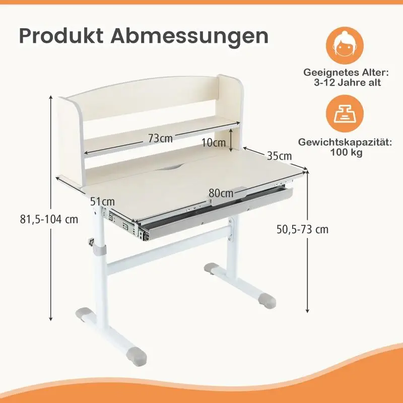 Ensemble bureau et chaise d'étude enfant gris réglables en hauteur. Plateau inclinable multi-angles, rangements multiples, structure métallique stable. Chaise ergonomique avec support lombaire, roulettes silencieuses et assise respirante pour les devoirs.