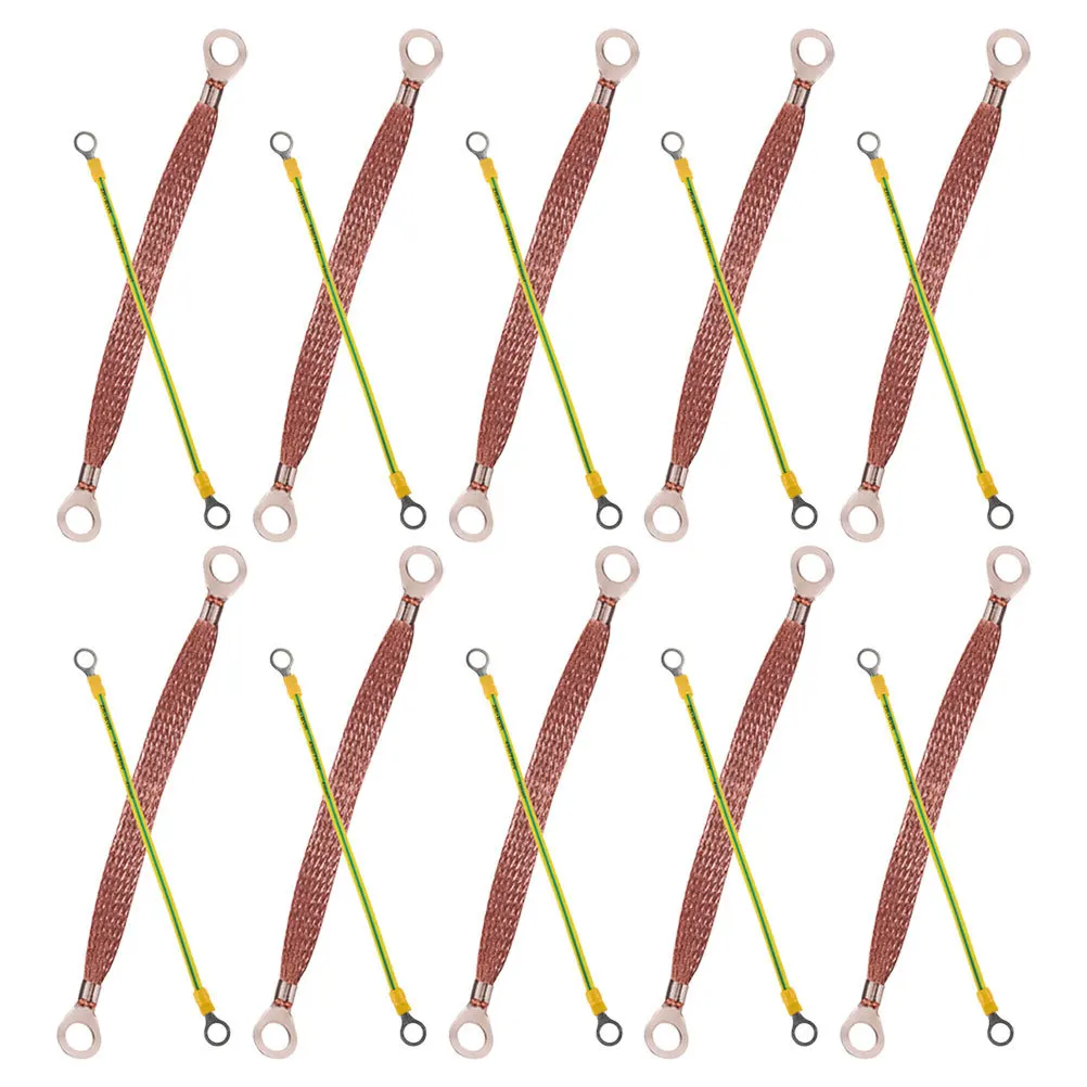

20Pcs Universal Automotive Ground Strap Braided Copper Wire with Terminal Plugs for Car Engine Grounding Engine Ground Strap