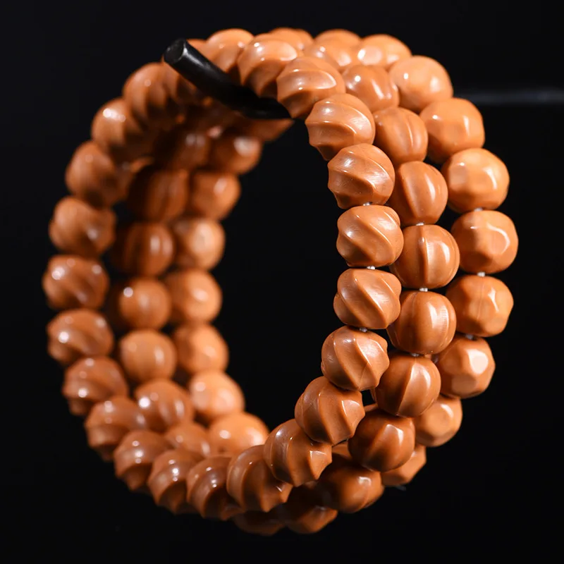 Shark-back texture cheese monkey head single-loop small walnut exquisite carved , unisex Buddhist bead cultural bracelet