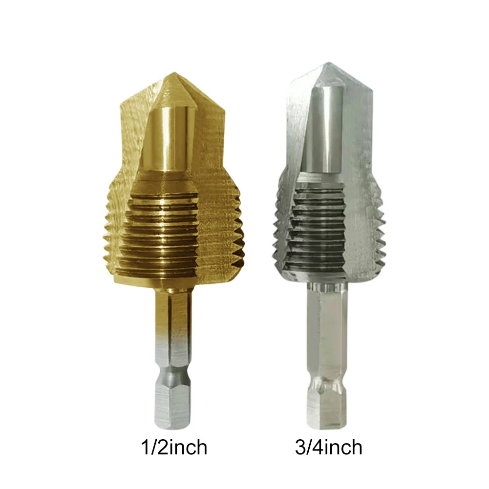 PPR Lifting Stepped Drill Bit,Hexagon Shank Water Pipe Connection Tool 3-in-1 Three-Blade Thread Drill Bit Power Tools