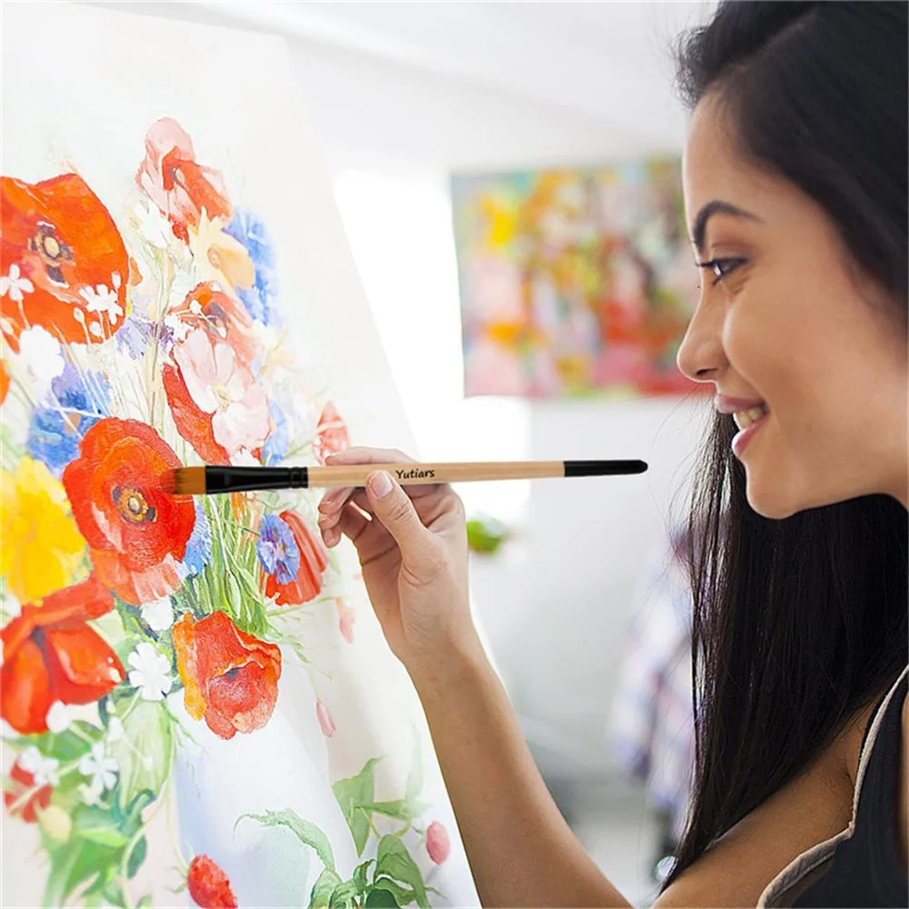 مجموعة فرش رسم فنية فاخرة متعددة الأغراض مكونة من 32 قطعة، فرش احترافية بمقبض خشبي للفنانين الجميلة للأكريليك والزيت وآلام الألوان المائية