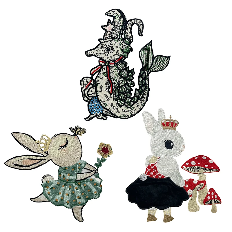 Hippocampus,Crown Rabbit Embroidery Stickers Cartoon Badges Clothing Accessories Wholesale Patch Badges Sewing Cloth Stickers