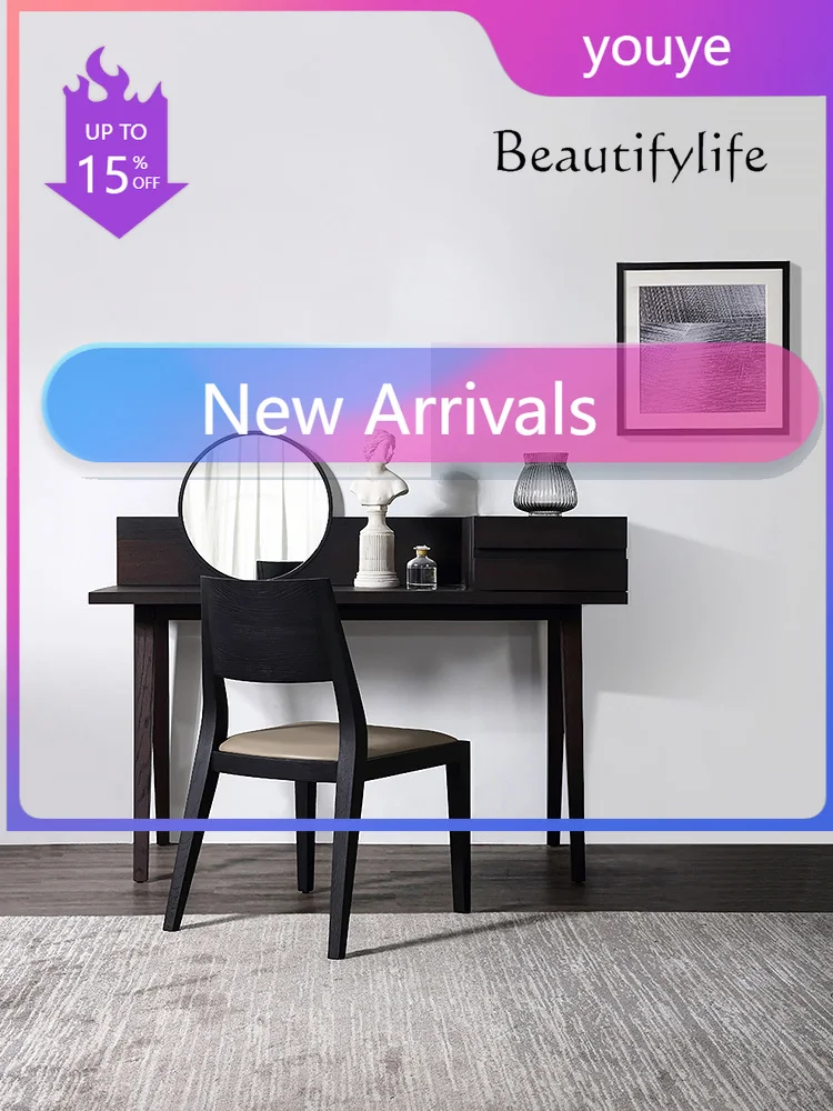 N19 Italian Modern Minimalist Decoration Bedroom Makeup Table Nordic Minimalism Solid Wood Dressing Table Mirror