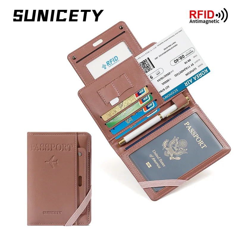 

Women Men Travel Passport Holder Cover Case RFID PU Leather Credit ID Card Holder Case Ticket Protective Wallet