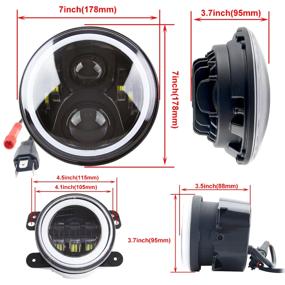 up to date Offroad 4x4 Automotive  7'' Inch Round Led Headlight Led Fog Light Multi Color RGB Led Lights for Jeep