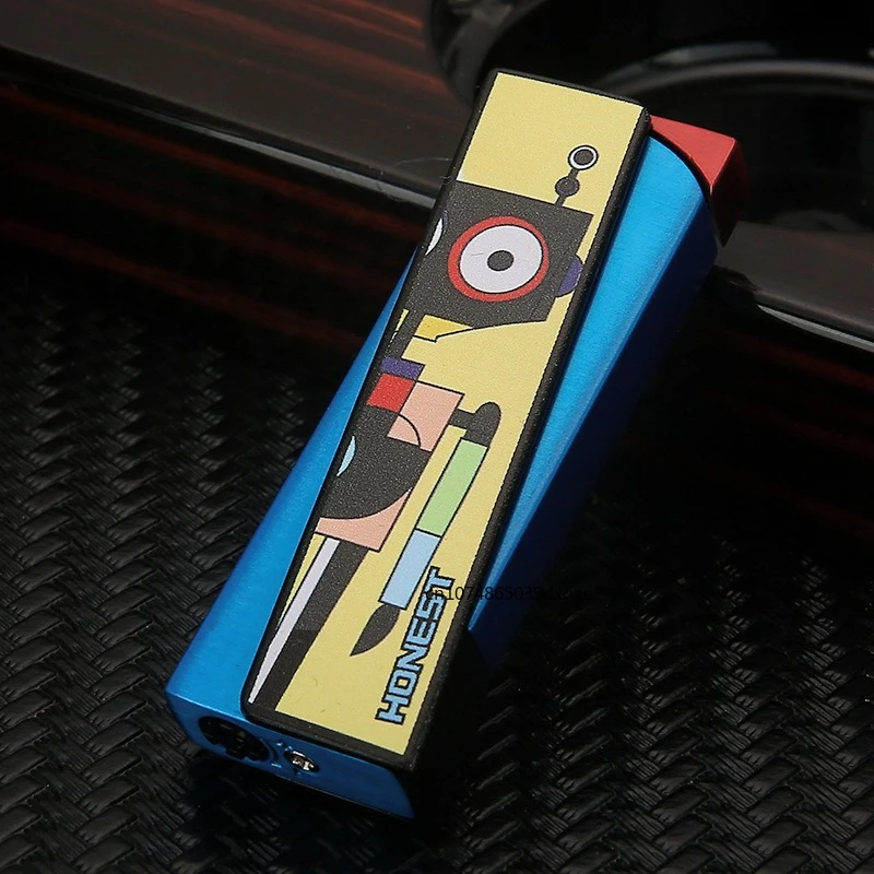 Personalized High-value Windproof Lighter, Straight Fire Blue Flame Inflatable Cigarette Lighter, Fashionable Men's Gift