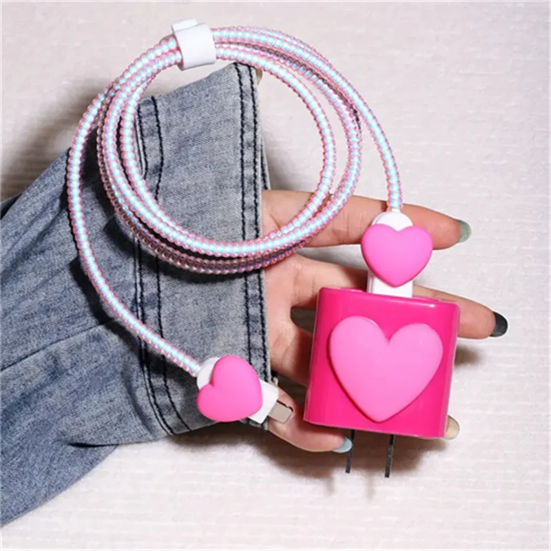 Y2k Rose Red Love Heart Silicone Charger For IPhone 11 12 13 14 18W-20W Fast Charge Protection Cover Charger Sleeve Accessories