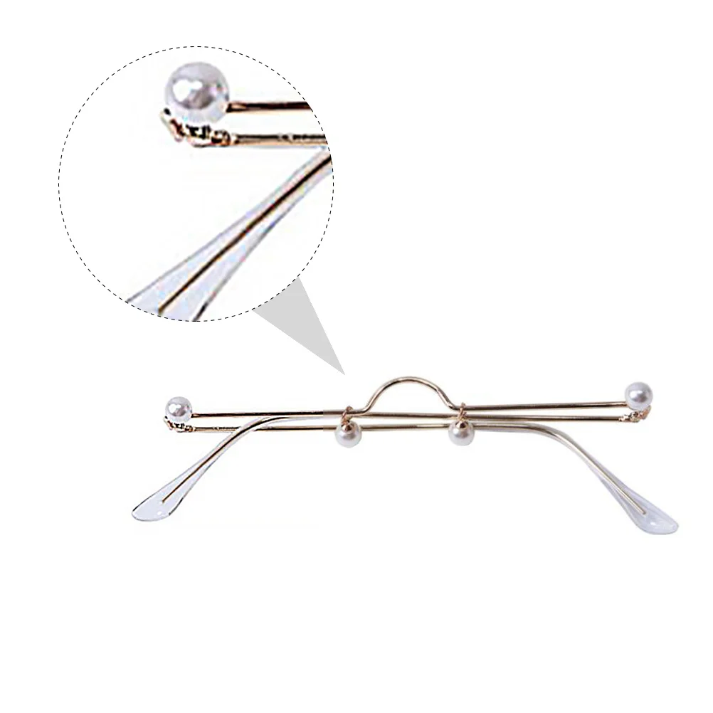 

1pc Pearl Decorated No Lens Eyeglasses Frame Metal Glasses For Women Girls Fashion Photo Props Party Cosplay Stage Accessory