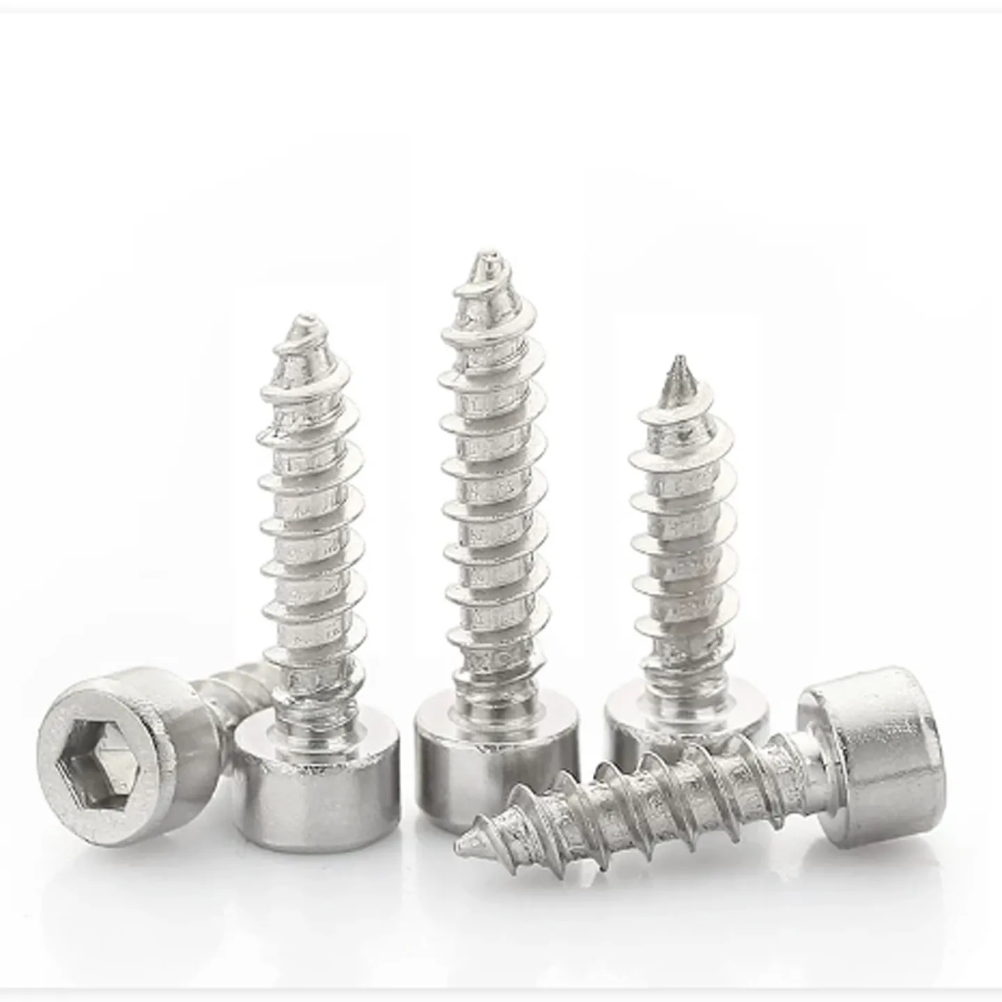 M1.7 M2 M2.3 M2.5 M3 M3.5 M4 M5M6M8 304 Stainless Steel Hexagon Socket Allen Cup Head Self Tapping Wood Screws Bolt Small Screws
