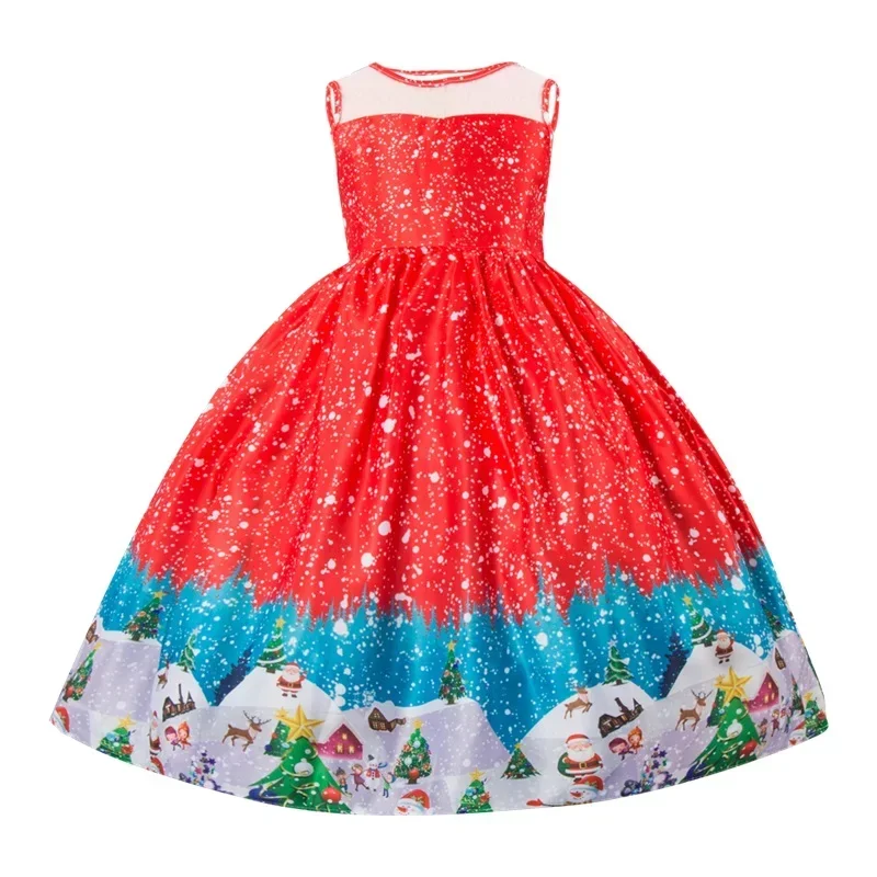 Baby Girls Christmas Dresses for 4-10 Yrs 2024 New Santa Claus Cosplay Costume for Kids Princess Party Dress for Christmas Gift