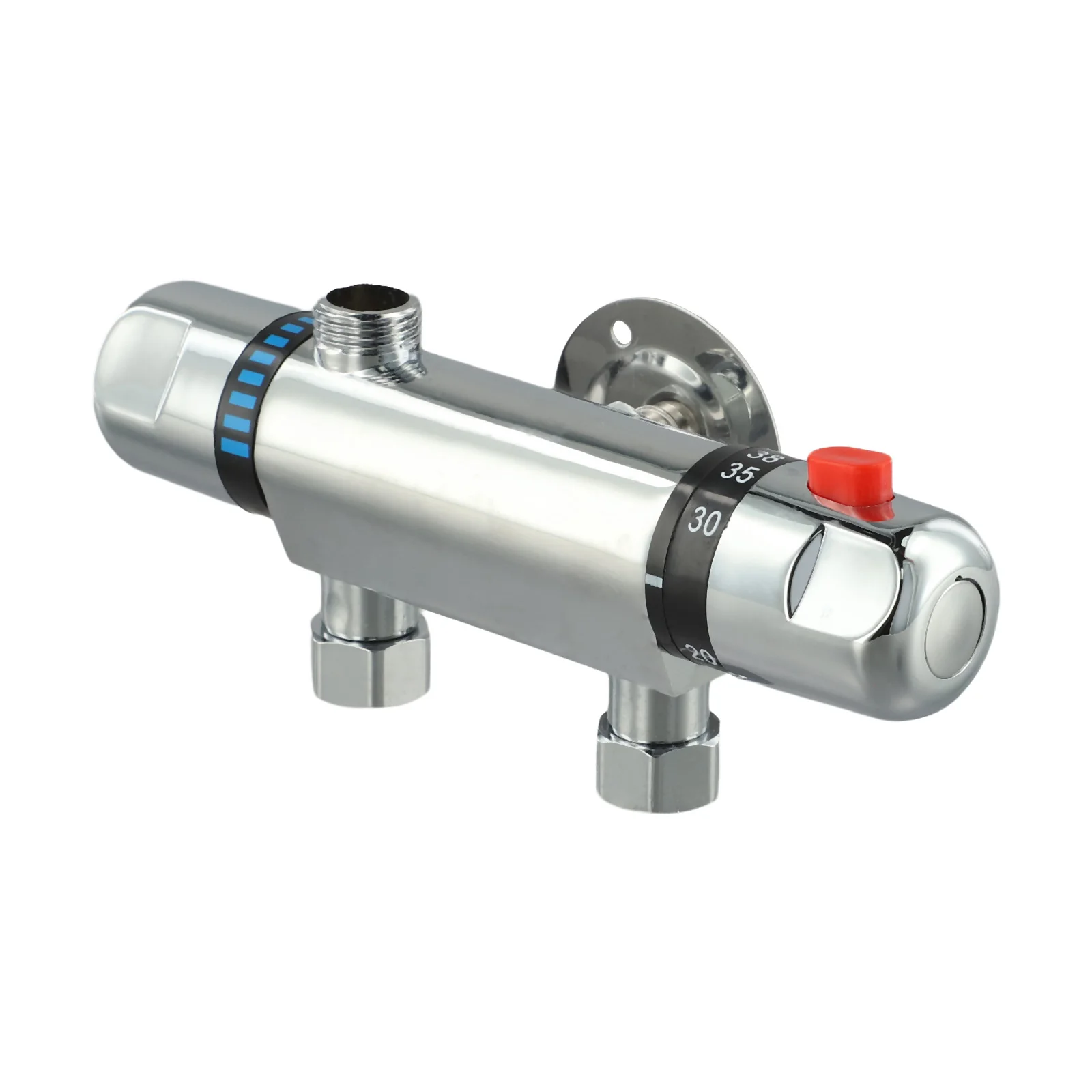 Chrome Bathroom Thermostatic Exposed Bar Shower Mixer Valve Tap Top G1/2 Outlet For Both Hot And Cold Water Systems Alloy