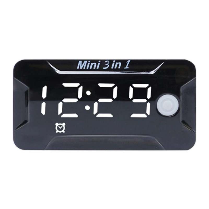 3-In-1 Universal Motorcycle Digital Time Clock Thermometer Voltage Voltmeter Waterproof Tester Battery Moniter Gauge DC 8V-72V