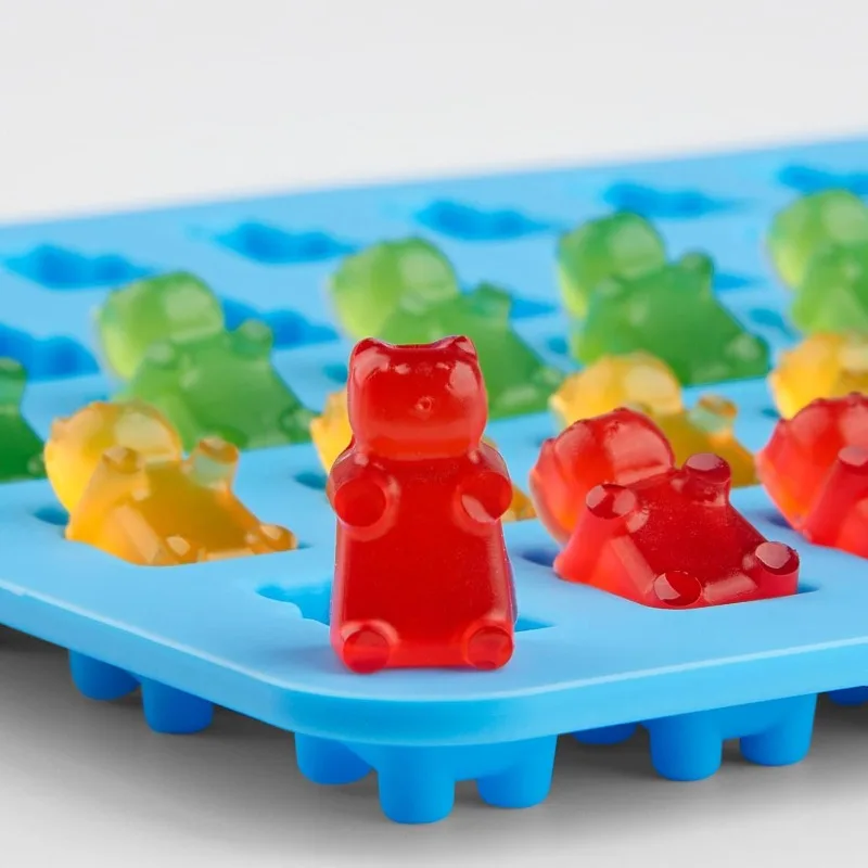 100/50Grids Gummy Bear Mold with Dropper Silicone Jelly Mould DIY Candy Chocolate Dessert Maker Mould Kitchen Tools Baking Mold