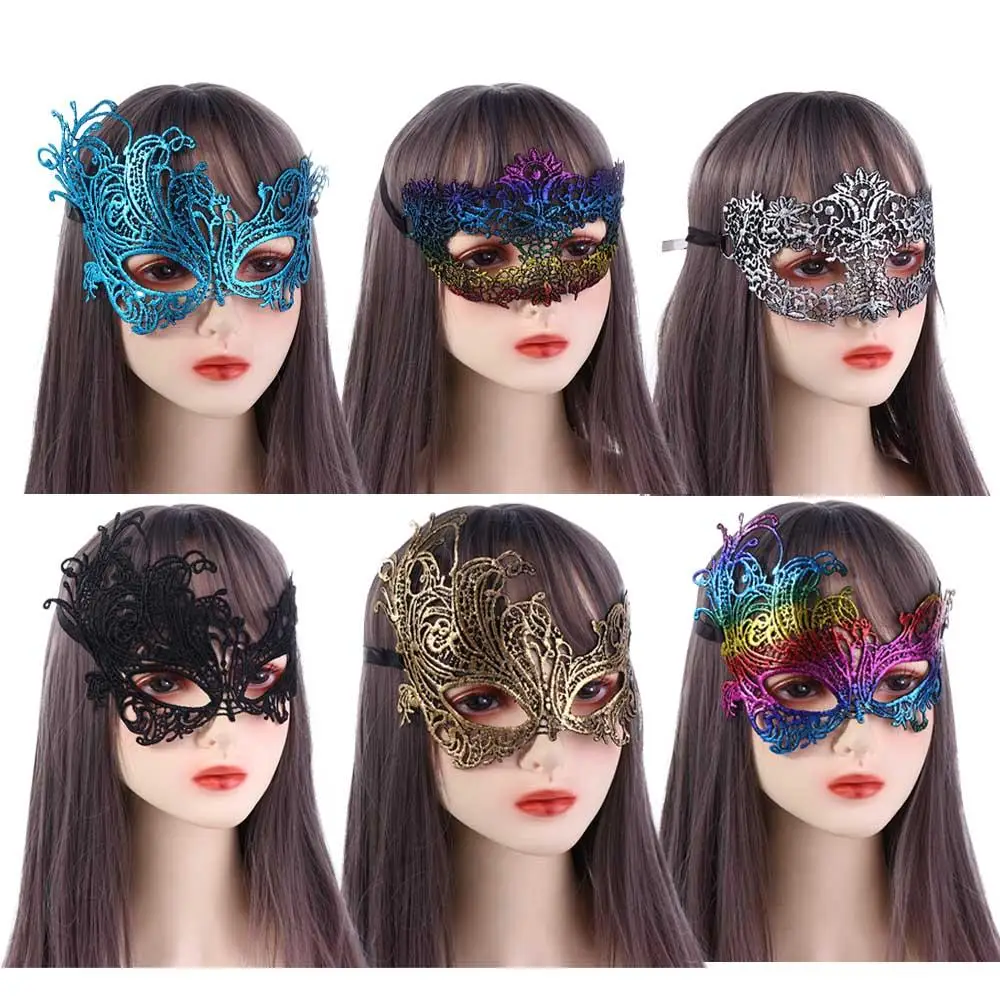 

Women Hollow Lace Masquerade Bronzing Face Mask Princess Party Cosplay Prom Props Costume Nightclub Queen Eye Mask