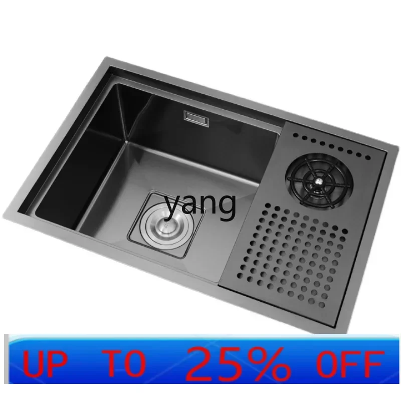 LMMNano Black Stainless Steel Hidden Nakajima Bar Cup Washer Sink