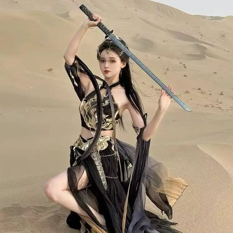 

Western Region Goddess Hanfu Dress Exotic Flying Fire Princess Cosplay Costume Halloween Party Stage Indian Belly Dance Dresses