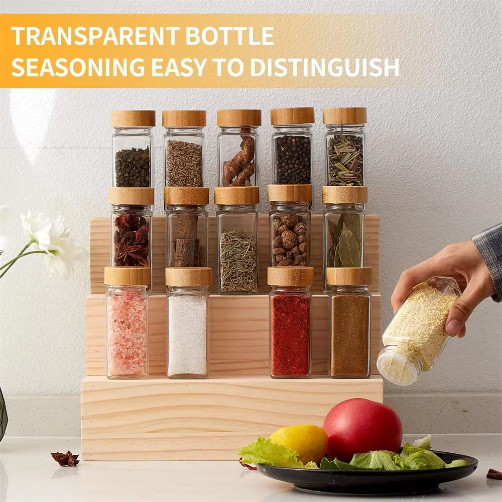 

Стеклянные банки для специй 6/12 шт. с бамбуковыми крышками Стеклянные банки на 4 унции Набор банок для специй Банки для приправ Органайзер Бутылки для хранения для стойки для специй