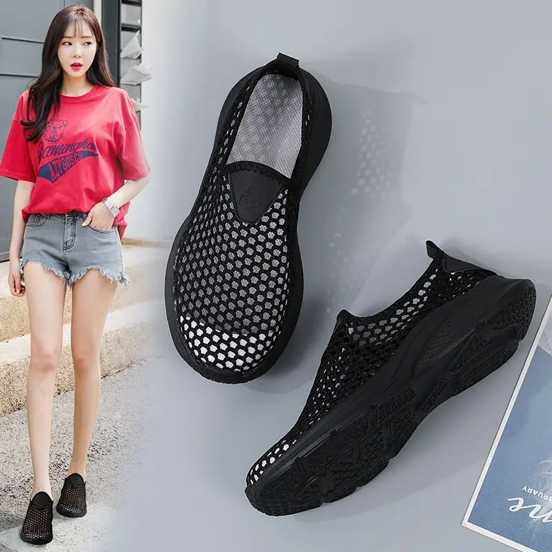 Summer Women Shoes Solid Color Loafers Mesh Sneakers Openwork Ladies Shoe Comfortable Breathable Outdoor Zapatos Para Mujeres