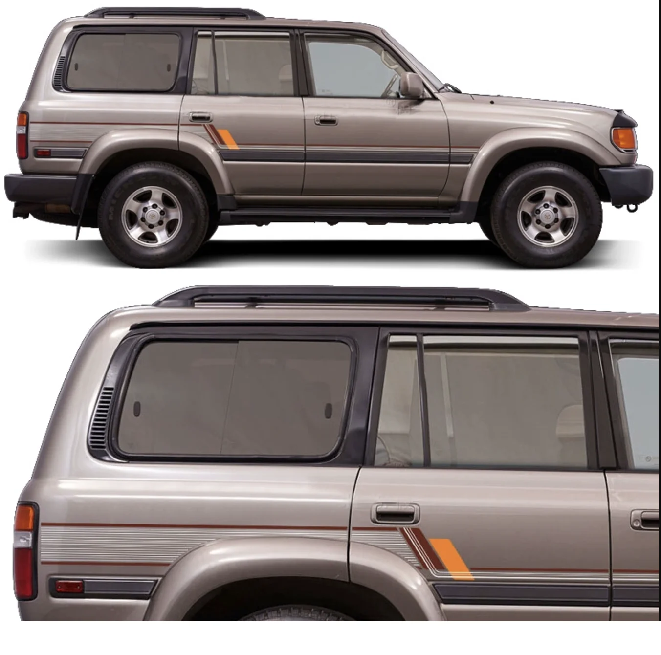 

Modified Car Stickers Side Waist Line Precut Stripe Decal Vinyl Graphics Blackout Accessories Decor for Land Cruiser LC80 94-97