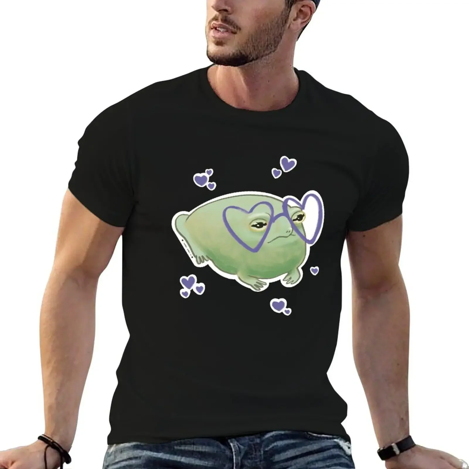 

Love at first sight frog T-Shirt hippie clothes cute tops anime tshirt oversized t shirt mens tall t shirts