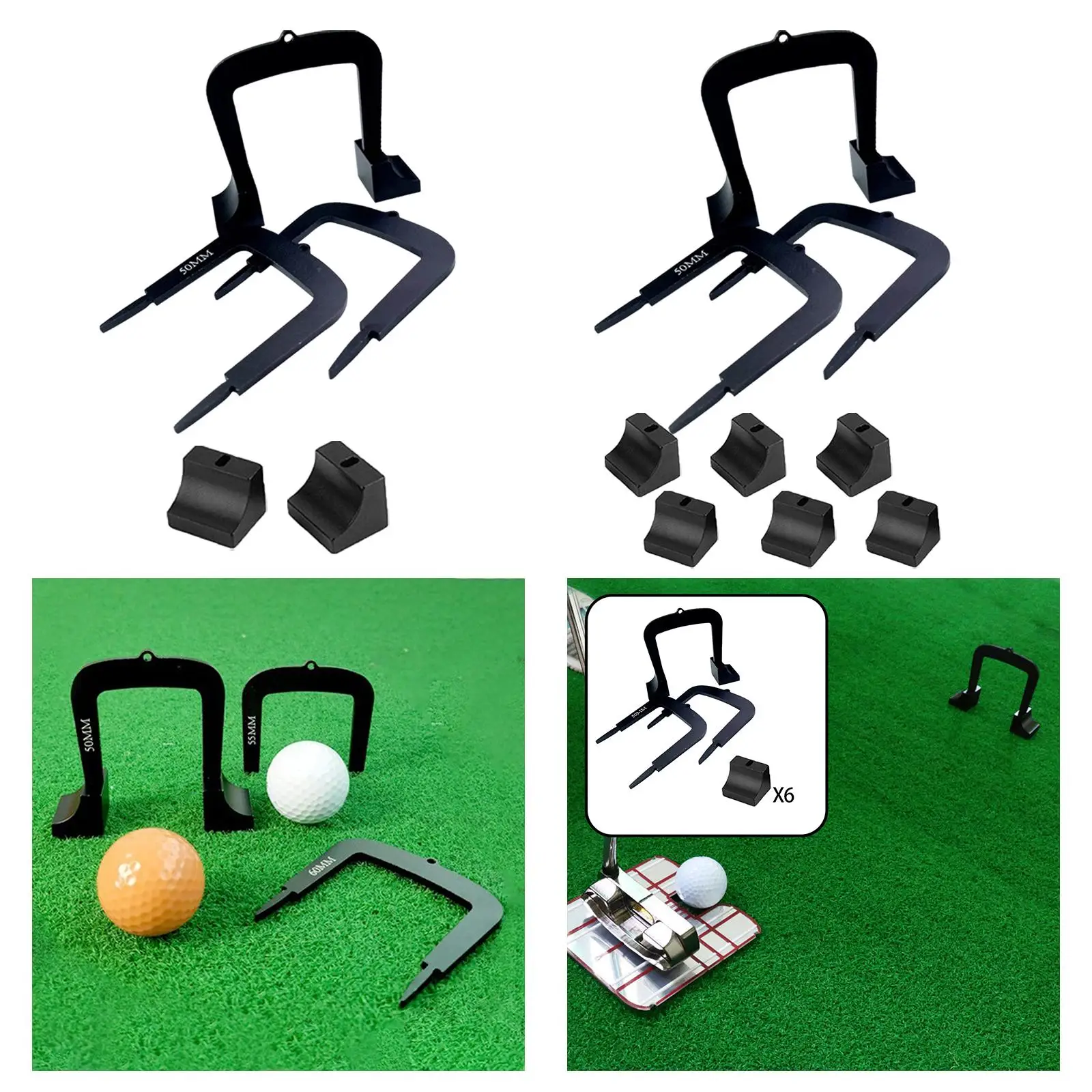 3 Pieces Golf Putting Gates 50/55/60mm Golf Training Equipment Metal Putt Gates Goal Gate for Indoor Outdoor for Stroke Practice