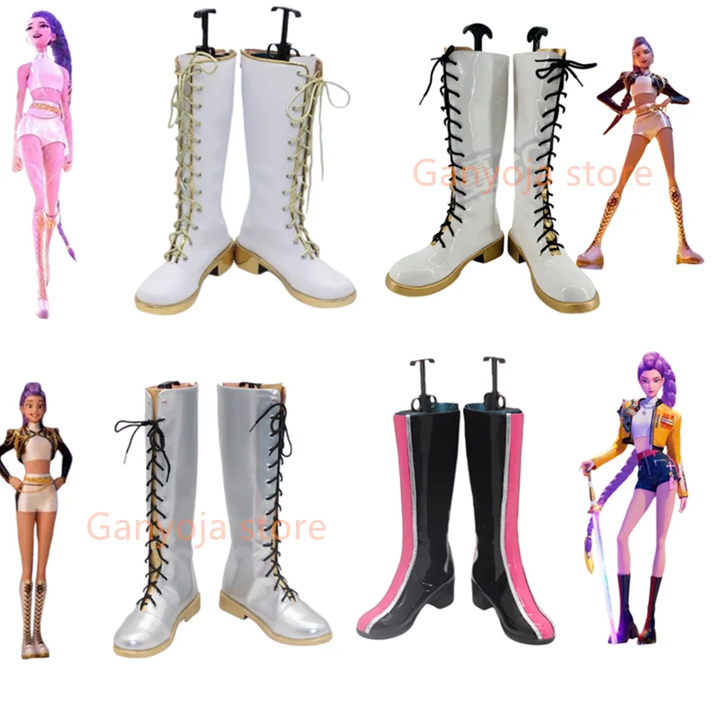 Anime KPop Demon Hunters Rumi Cosplay Shoes Adult Kids Dance Outfit Boots Handmade Faux Leather Boots