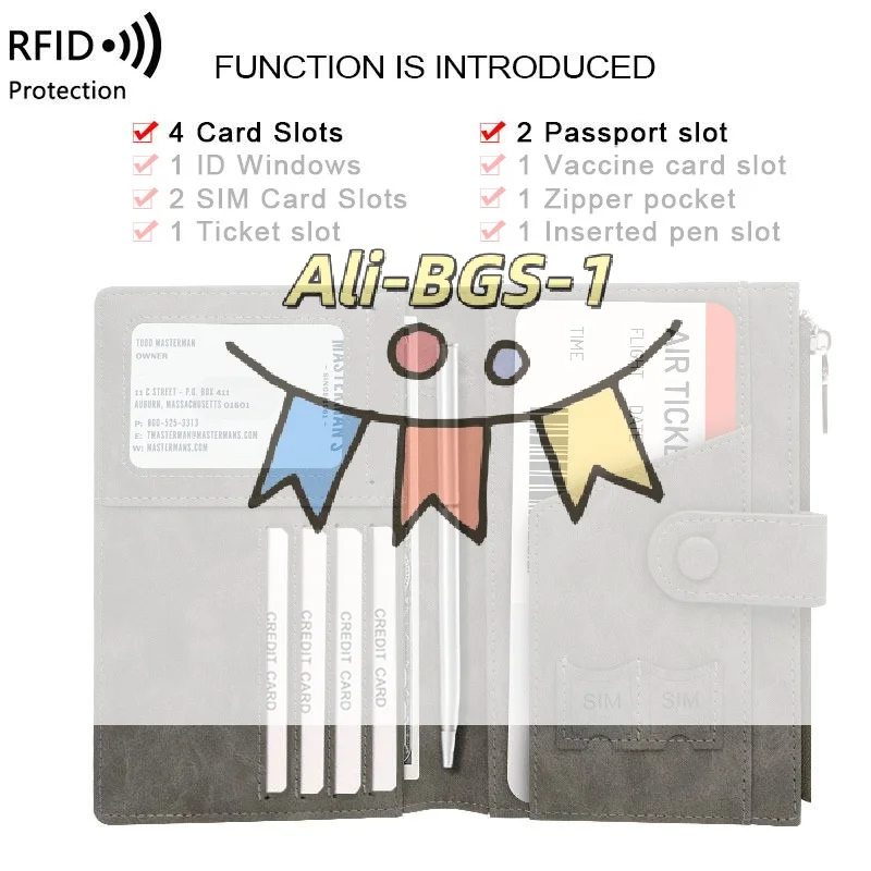 

Unisex PU Passport Cover, RFID Blocking with Multi-Card Slots, Waterproof Document Protector for Travel & Business