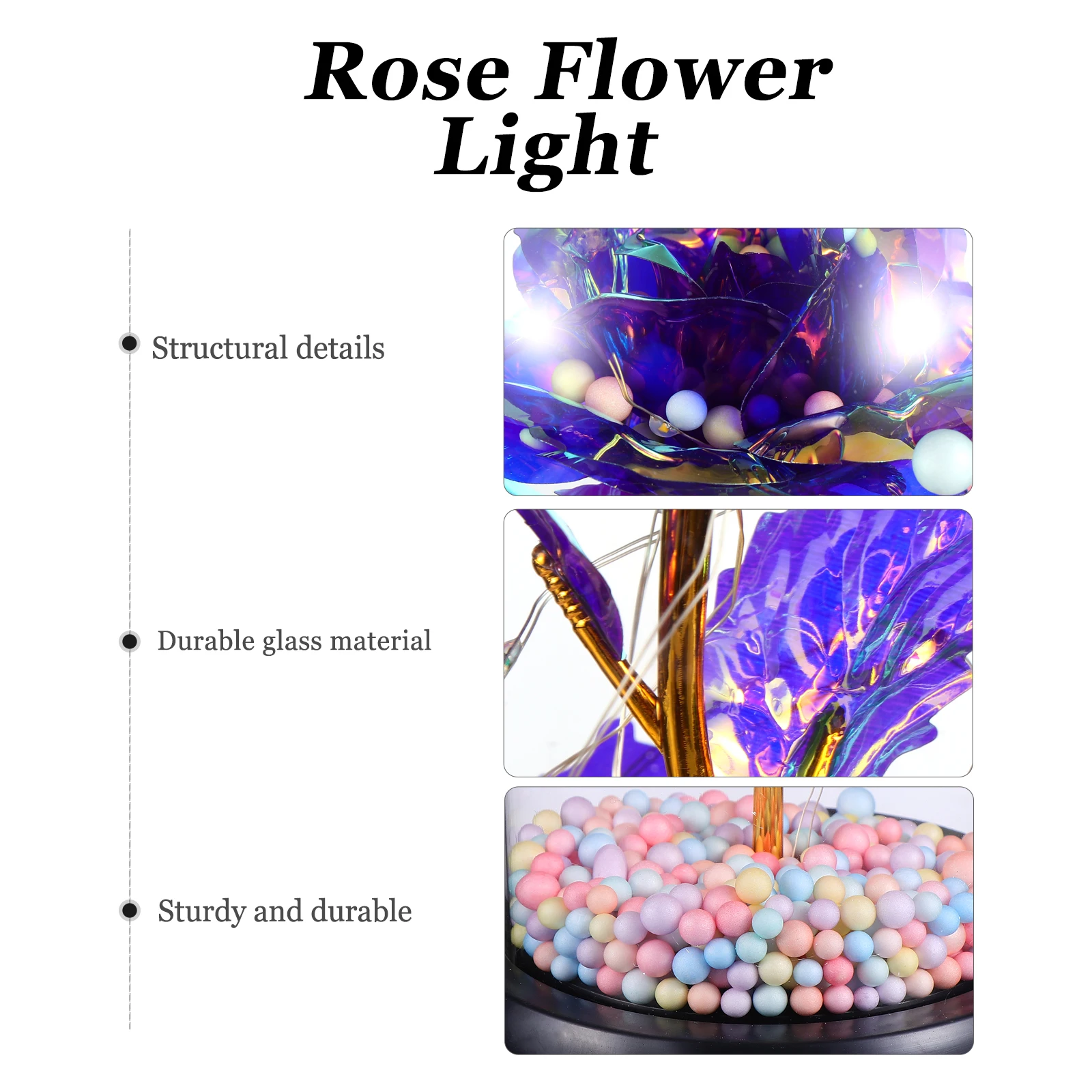 

1Pcs Artificial Rose Lamp Glass Cover Romantic Night Atmosphere Light Rose Flower Valentine's Day Decor Gift for Home