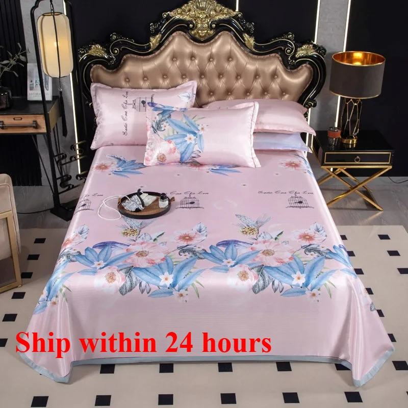 

2025 Ice Silk Mat 230x250cm Three-piece Printed Air Conditioning Mat Machine Washable Naked Sleeping Mat