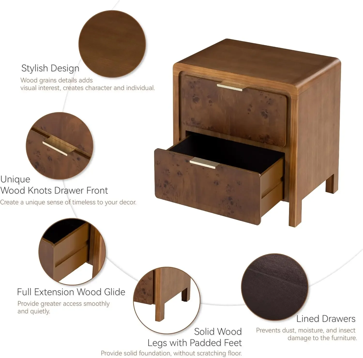 [عرض لفترة محدودة، تصفية! ]منضدة المزرعة مع درجين، طاولة بجانب السرير مصنوعة من الخشب الريفي المتعثر، جانب لمسة نهائية من الضفيرة