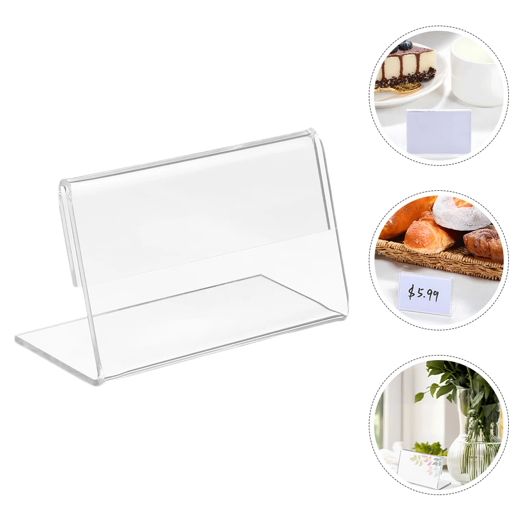 

30 Pcs L shaped Display Stand Label Holder Acrylic Multi function Price Stand Supermarket Supply Store Vertical