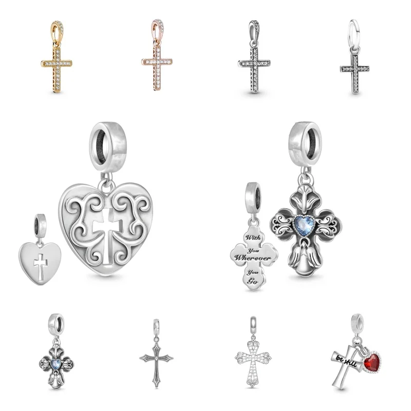 

Лидер продаж, подвеска с крестом нескольких серий, подходит для оригинальных европейских ювелирных изделий из стерлингового серебра и изготовления своими руками, уникальный ювелирный браслет