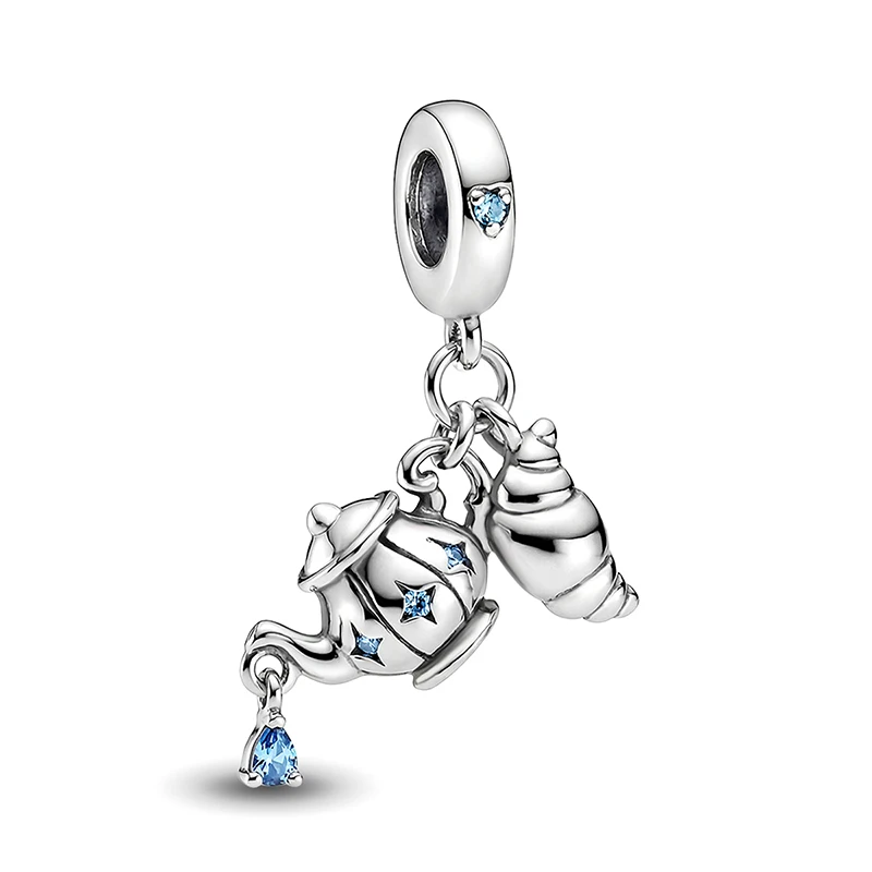 925 Silver Plated Croissant Ice Cream Burger Food Series Charm Pendant for Bracelets DIY Women's High Quality Jewelry
