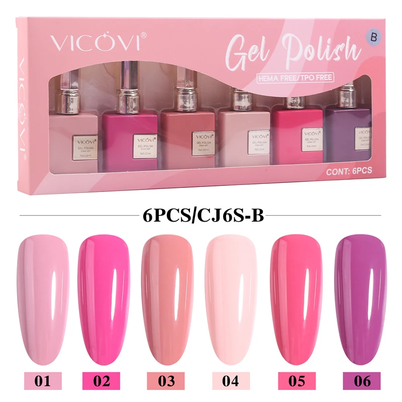 6 pezzi di smalto per unghie non impostato Capodanno semi permanente ibrido nero colore rosso smalto gel San Valentino popolare Natale tinta unita