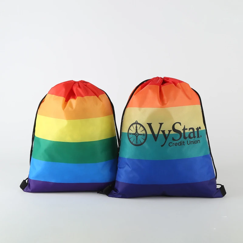 10pcs Rainbow Drawstring Backpack Pride Gay Pink LGBT Bag Sports Gift Customize 35x45cm Polyester