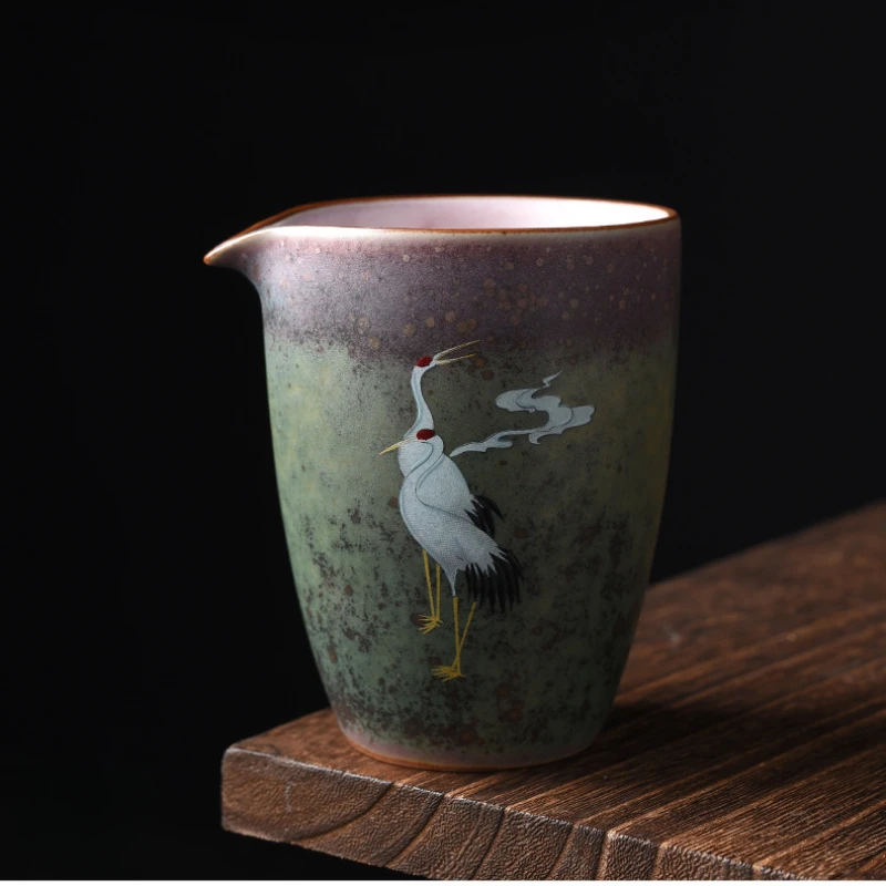 Manual Vintage Kiln Huan Cai Crane Gong Dao Bei Large Ceramic Gong Bei-cha Qi Uniform Cup Kung Fu Tea Accessories Tea Infusers