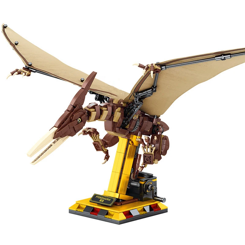 Electric pterosaur building block dinosaur model detachable gear deformation children's assembly building block toybirthday gift