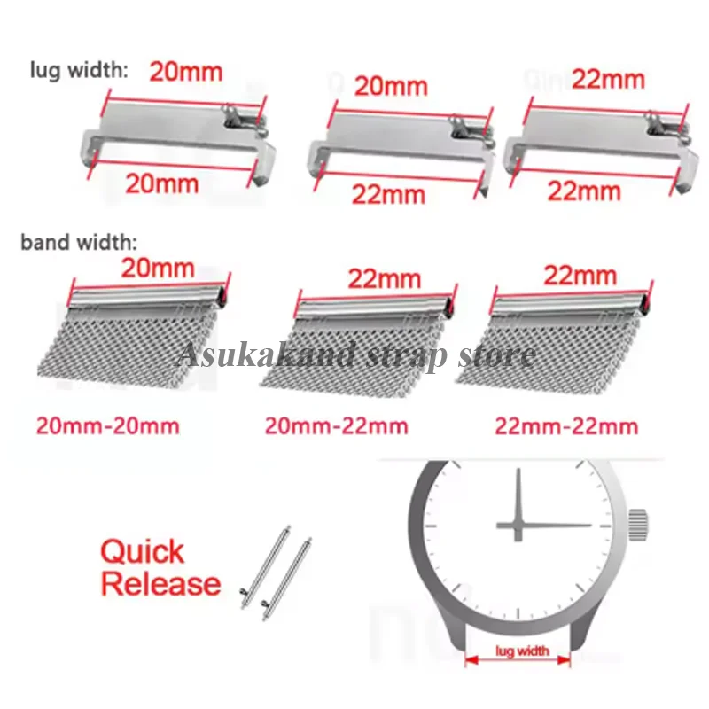 2pcs 20mm To 18mm 20mm 22mm To 22mm 22mm To 20mm Steel Adapters Quick Release Pins Connectors Watch Band Spring Bars Accessories