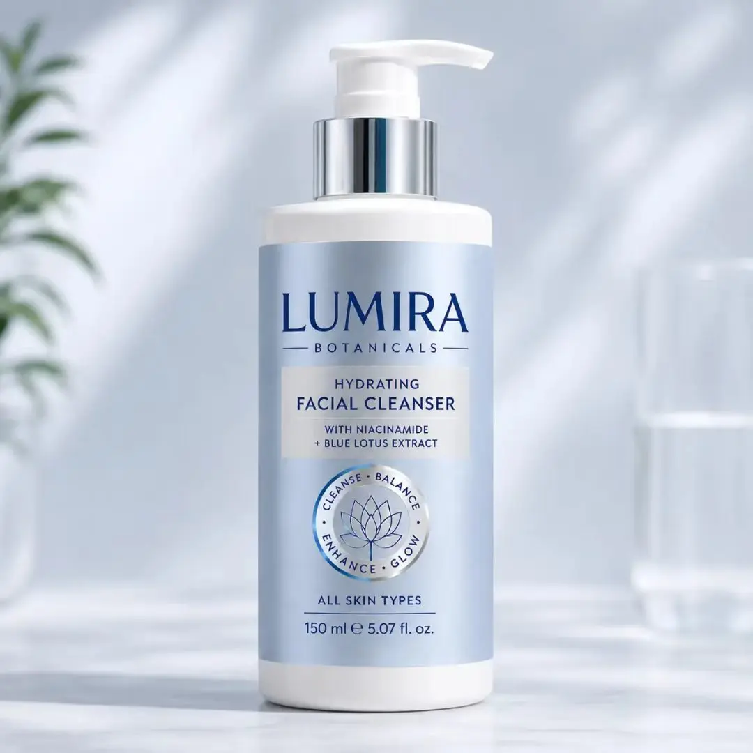 Custom Luxury Blue/Silver Foil BOPP Metal Label for Cosmetics Oil-proof Packaging Sticker Ideal for Facial Cleanser & Skincare B