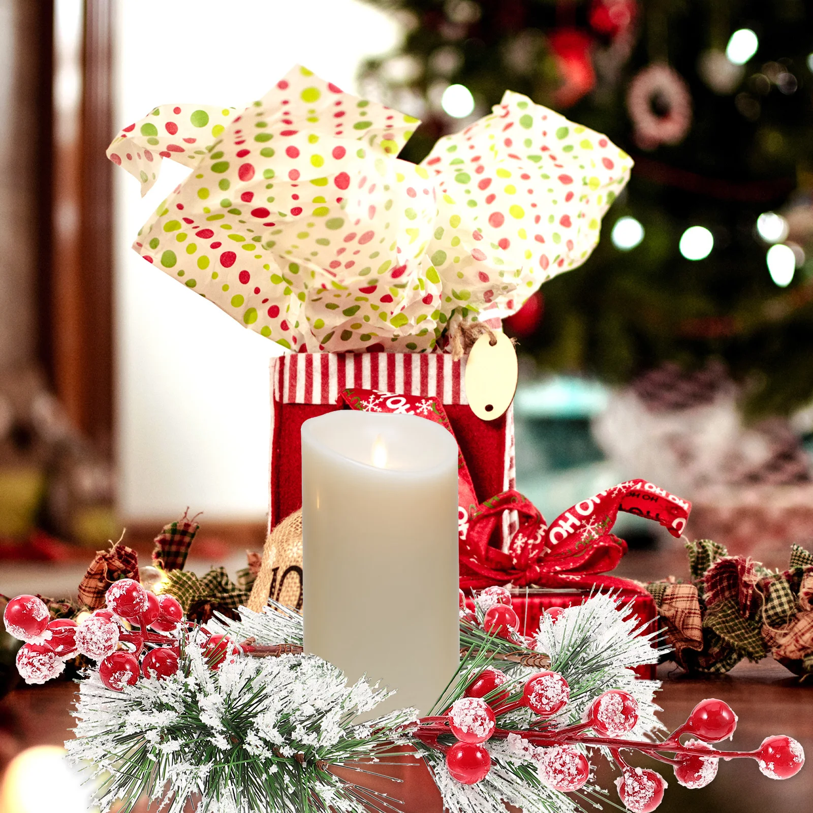 

Christmas Wreath for Front Door Holiday Pillar Ring Table Centerpiece Decor Artificial Door Wall Hanging Wreath