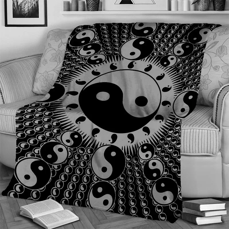 

3d Printed Blanket Chinese 3D Tai Chi Bagua Yin Yang Blanket Soft Throw Blanket for Children Birthday Christmas Gift
