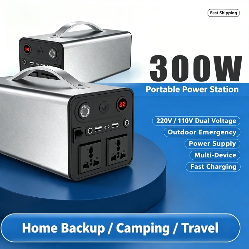 300W Portable Power Station Outdoor Emergency  Power Supply Power Bank Generator DC Output Battery Charger 68000mAh 220V/110V