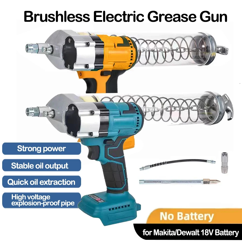 Brushless Electric Grease Gun Wireless Fully Automatic High-Pressure Excavator Specific Grease Gun Fit Makita/Dewalt 18V Battery