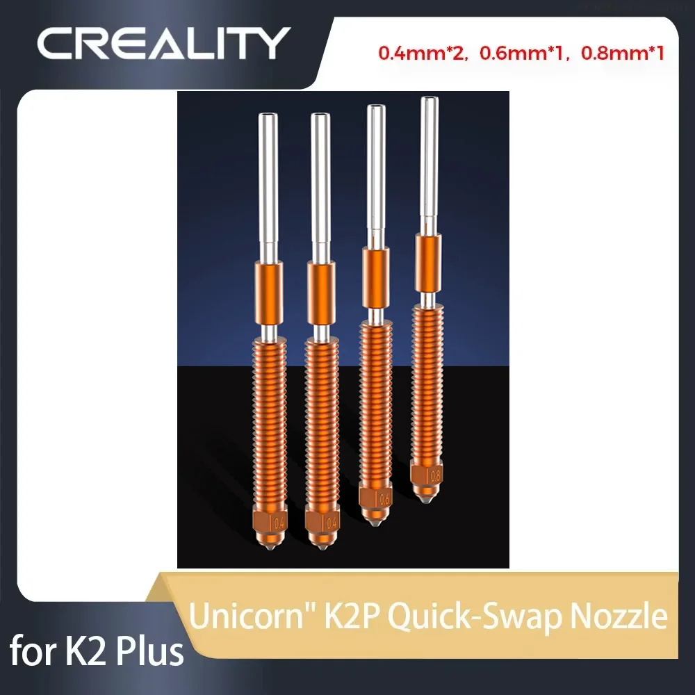 

Creality "Unicorn" K2P Quick-Swap Nozzle Kit 0.4mm 0.6mm0.8mm Alloy Hardened Steel Upgrade Material for K2 Plus 3d Printer Parts