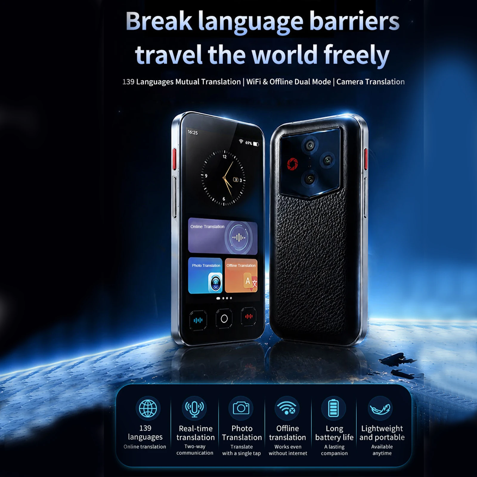 F10 Language Translator Device with 139 Languages Bidirectional Voice Ai Translating Offline Translation Voice Translation