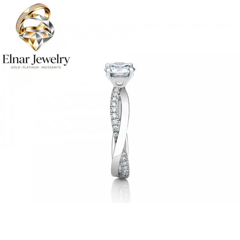Elnar Jewelry Unique PT950 Engagement Ring Test Positive 1Ctw 6.5mm Round Cut Luxury Moisssanite Ring Prongs Setting Platinum 95