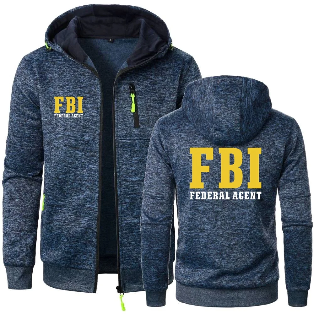 Men\'s Hoodies FBI Agent Secret Service Police CIA Staff Sweatshirts Cardigan Men Hooded Pullovers Outerwear Zipper Hoodies